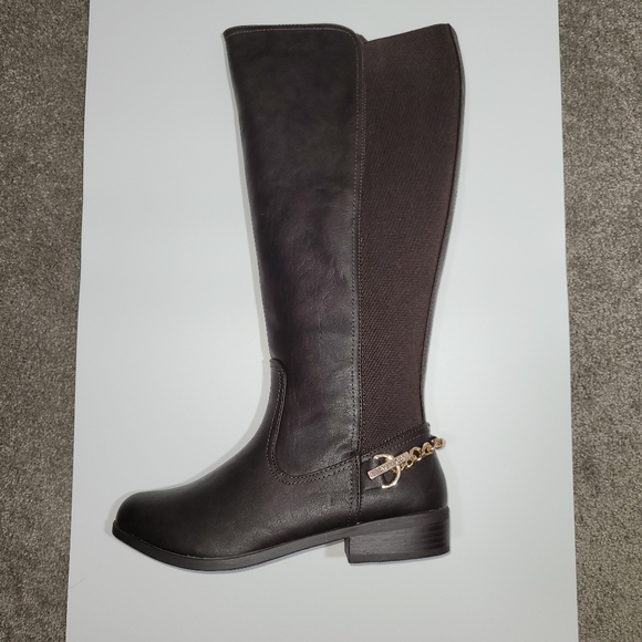 SOLD Nautica Brown Wide Calf Leather Boots Size 7W - Picture 1 of 10